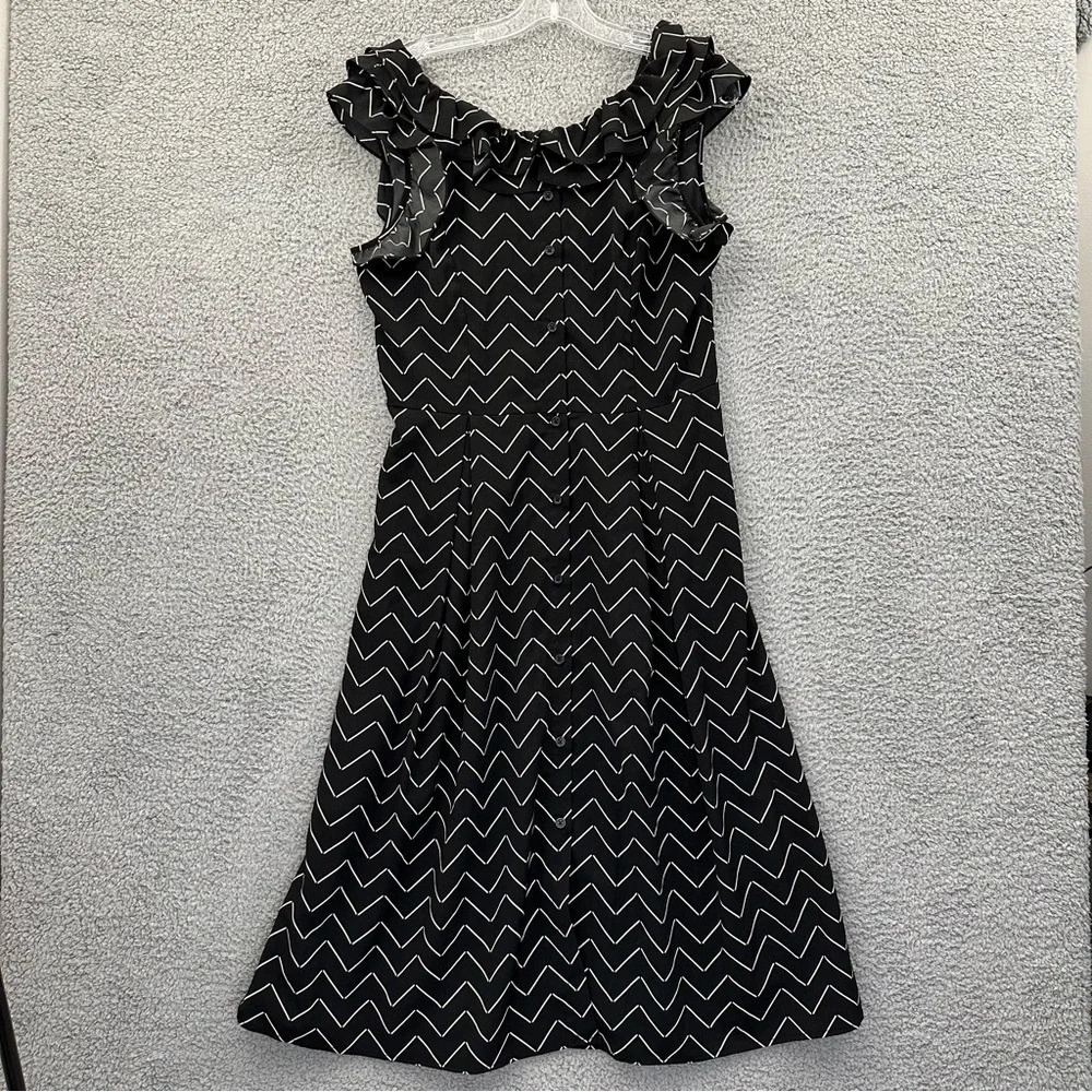 NWT Who What‎ Wear Sleeveless Ruffle Midi Dress Black Tan Women's Small